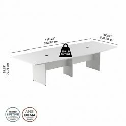 Bush Business Furniture 120W X 48D Boat Shaped Conference Table With Wood Base, Installed, White (99TB12048WHKFA) -Outlet OFFICE TABLES Store unnamed file 100