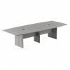 Bush Business Furniture 120W X 48D Boat Shaped Conference Table With Wood Base, Platinum Gray (99TB12048PGK)