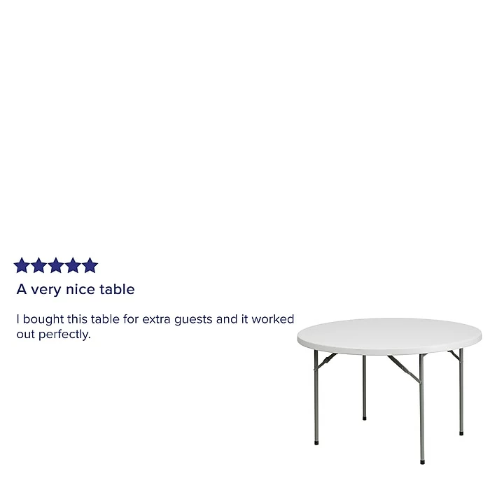 Flash Furniture 48'' Round Granite White Plastic Folding Table (RB48R) 4 Flash Furniture 48'' Round Granite White Plastic Folding Table (RB48R) - Image 4