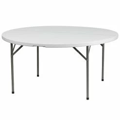Flash Furniture 29"H X 60"L Granite Folding Table With 18 Gauge Legs, White (DADYCZ154GW)