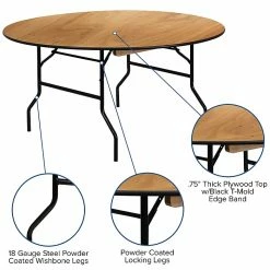 Flash Furniture 30"H X 60"L X 60"D Wood Folding Banquet Table -Outlet OFFICE TABLES Store unnamed file 1066