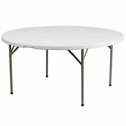 Flash Furniture Folding Table, 60.75"Dia., White (DAD-YCZ-1-GW-GG)