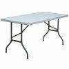 Flash Furniture 60" X 30" Plastic Rectangular Folding Table, Granite White, 6/Pack