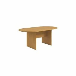 HON Preside Laminate Table, Racetrack, Flat Edge, Panel Base, 72"W, Harvest Finish