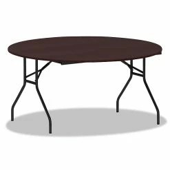 Alera® Round Wood Folding Table, 59 Dia X 29.13h, Mahogany (ALEFT7260DMY)
