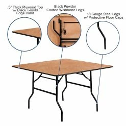 Flash Furniture 30 1/8"H X 48"L X 48"D Wood Folding Banquet Table 13 Flash Furniture 30 1/8"H X 48"L X 48"D Wood Folding Banquet Table -Outlet OFFICE TABLES Store unnamed file 1174