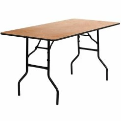 Flash Furniture 30'' X 60'' Rectangular Wood Folding Banquet Table, Black/Natural