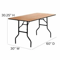 Flash Furniture 30'' X 60'' Rectangular Wood Folding Banquet Table, Black/Natural -Outlet OFFICE TABLES Store unnamed file 1184