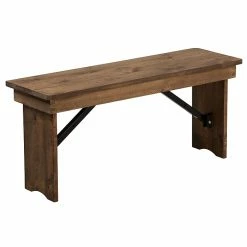 Flash Furniture Antique Rustic Solid Pine Folding Farm Bench(XAB40X12)