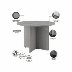 Bush Business Furniture 42W Round Conference Table With Wood Base, Platinum Gray (99TB42RPG) -Outlet OFFICE TABLES Store unnamed file 119