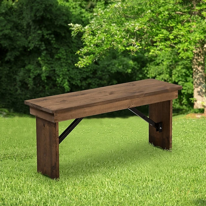 Flash Furniture Antique Rustic Solid Pine Folding Farm Bench(XAB40X12) 2 Flash Furniture Antique Rustic Solid Pine Folding Farm Bench(XAB40X12) - Image 2