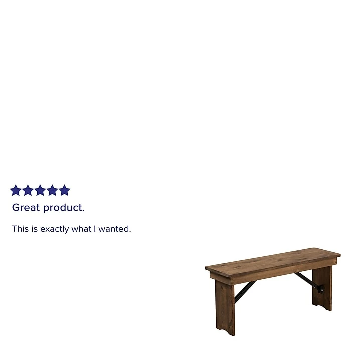 Flash Furniture Antique Rustic Solid Pine Folding Farm Bench(XAB40X12) 4 Flash Furniture Antique Rustic Solid Pine Folding Farm Bench(XAB40X12) - Image 4