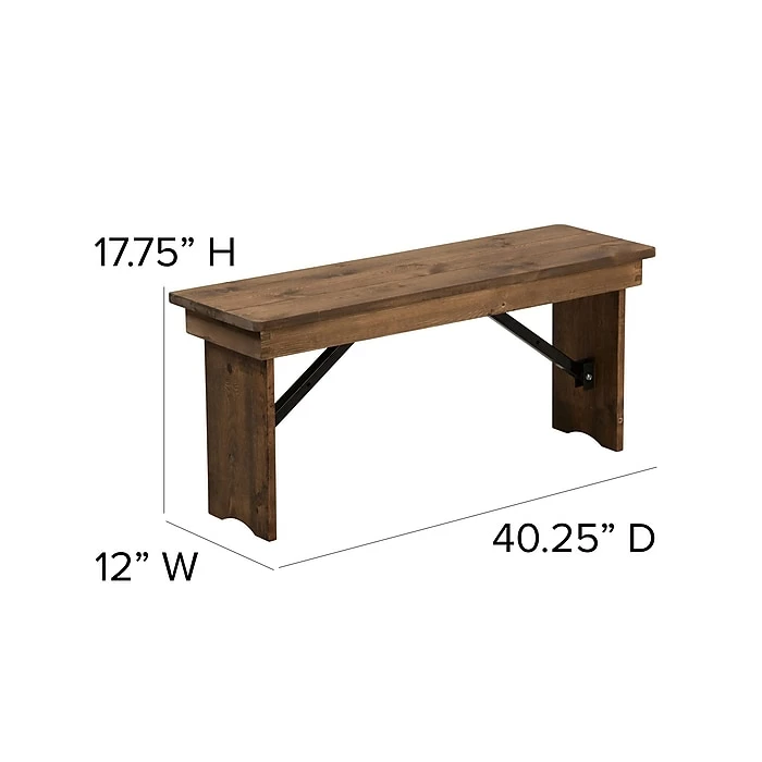 Flash Furniture Antique Rustic Solid Pine Folding Farm Bench(XAB40X12) 6 Flash Furniture Antique Rustic Solid Pine Folding Farm Bench(XAB40X12) - Image 6