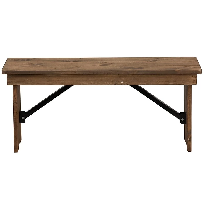 Flash Furniture Antique Rustic Solid Pine Folding Farm Bench(XAB40X12) 9 Flash Furniture Antique Rustic Solid Pine Folding Farm Bench(XAB40X12) - Image 9