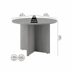 Bush Business Furniture 42W Round Conference Table With Wood Base, Platinum Gray (99TB42RPG) -Outlet OFFICE TABLES Store unnamed file 121