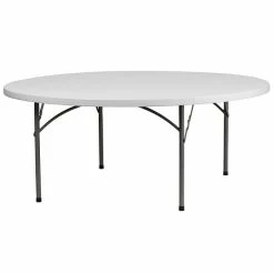 Flash Furniture 29"H X 72"L X 72"D Granite Plastic Folding Table, White (RB72R)
