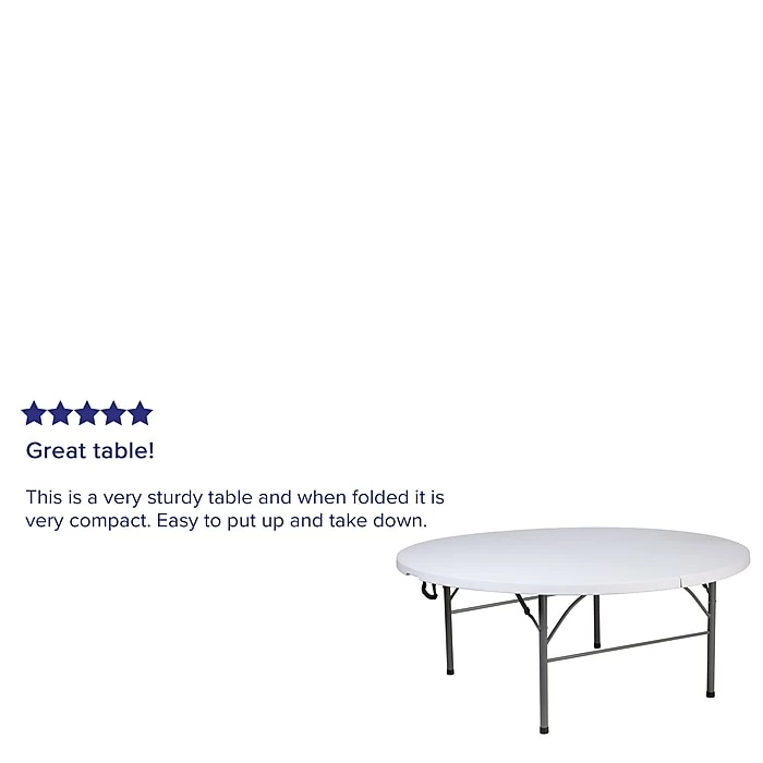 Flash Furniture 71'' Round Bi-Fold Plastic Folding Table (RB183RFH) 4 Flash Furniture 71'' Round Bi-Fold Plastic Folding Table (RB183RFH) - Image 4