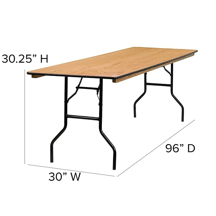 Flash Furniture 30 1/4"H X 96"L X 30"D Wood Folding Banquet Table 6 Flash Furniture 30 1/4"H X 96"L X 30"D Wood Folding Banquet Table - Image 6