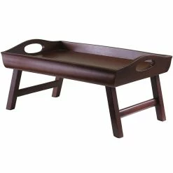 Winsome Sedona 24" Curved Side Folding Bed Tray, Walnut (94725)