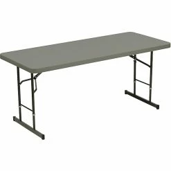 ICEBERG IndestrucTable TOO Adjustable Height Folding Table, 72" X 30", Charcoal (65627)