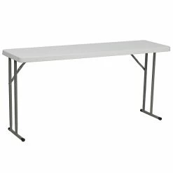 Flash Furniture Folding Table, 60" X 18", Granite White (RB-1860-GG)