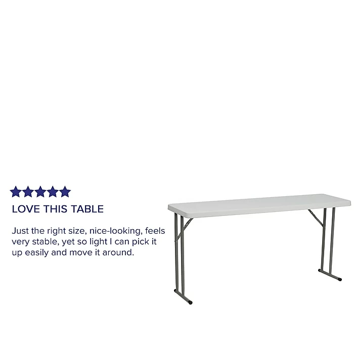 Flash Furniture Folding Table, 60" X 18", Granite White (RB-1860-GG) 4 Flash Furniture Folding Table, 60" X 18", Granite White (RB-1860-GG) - Image 4