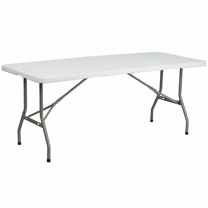 Flash Furniture Folding Table, 72" X 30", White (RB-3072FH-GG) 1 Flash Furniture Folding Table, 72" X 30", White (RB-3072FH-GG)