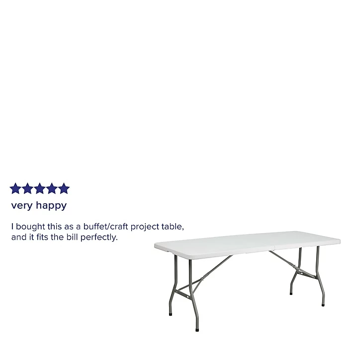 Flash Furniture Folding Table, 72" X 30", White (RB-3072FH-GG) 4 Flash Furniture Folding Table, 72" X 30", White (RB-3072FH-GG) - Image 4