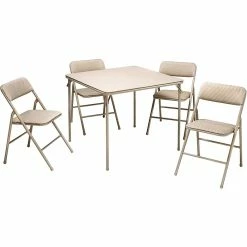 Cosco Folding Table And Chair Set, 34" X 34", Tan (14551WHD1E)