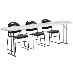 Flash Furniture RB18961 8' Plastic Folding Training Table Set, White