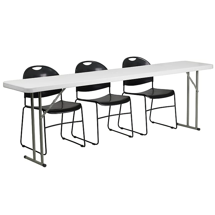 Flash Furniture RB18961 8' Plastic Folding Training Table Set, White 1 Flash Furniture RB18961 8' Plastic Folding Training Table Set, White