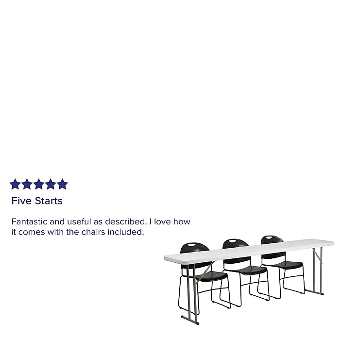 Flash Furniture RB18961 8' Plastic Folding Training Table Set, White 3 Flash Furniture RB18961 8' Plastic Folding Training Table Set, White - Image 3