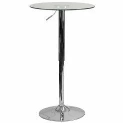 Flash Furniture 23.5'' Round Adjustable-Height Glass Table (Adjustable Range 33.5'' To 41'') (CH5)