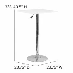 Flash Furniture 23.75'' Square Adjustable-Height White Wood Table (Adjustable 33'' To 40.5'') (CH1) -Outlet OFFICE TABLES Store unnamed file 1410