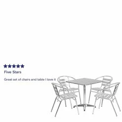 Flash Furniture 27.5'' Square Aluminum Indoor/Outdoor Table W/4 Slat-Back Chairs (TLH28SQ017BCHR4) 12 Flash Furniture 27.5'' Square Aluminum Indoor/Outdoor Table W/4 Slat-Back Chairs (TLH28SQ017BCHR4) -Outlet OFFICE TABLES Store unnamed file 1414