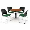 OFM™ 42" Round Multi-Purpose Cherry Table With 4 Chairs, Forest Green
