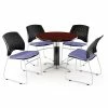OFM™ 42" Round Multi-Purpose Mahogany Table With 4 Chairs, Lavender