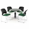 OFM™ 42" Round Multi-Purpose Gray Nebula Table With 4 Chairs, Forest Green