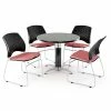 OFM™ 42" Round Multi-Purpose Gray Nebula Table With 4 Chairs, Coral Pink