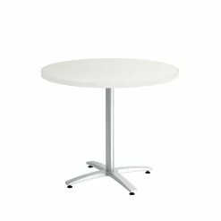 Union & Scale™ Workplace2.0™ Multipurpose 36" Round Silver Mesh Laminate Seated Height Silver Base Table (54785)