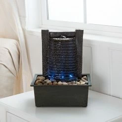 Pure Garden LED Waterfall Tabletop Fountain With LED Lights