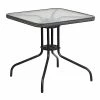 Flash Furniture 28'' Square Tempered Glass Metal Table With Gray Rattan Edging (TLH-073R-GY-GG)