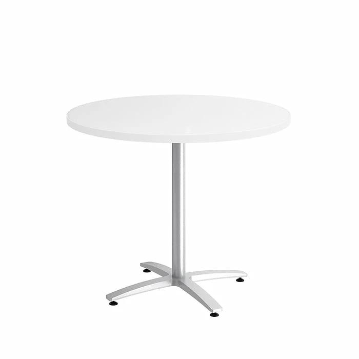 Union & Scale™ Workplace2.0™ 36" Round White Seated Height Table Silver Base 1 Union & Scale™ Workplace2.0™ 36" Round White Seated Height Table Silver Base