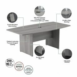 Bush Business Furniture 120W X 48D Boat Shaped Conference Table With Wood Base, Platinum Gray (99TB12048PGK) -Outlet OFFICE TABLES Store unnamed file 2