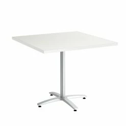 Union & Scale™ Workplace2.0™ Multipurpose 36" Square Silver Mesh Laminate Seated Height Silver Base Table (54824)