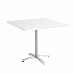 Union & Scale™ Workplace2.0™ 36" Square White Seated Height Table Silver Base