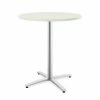 HON Between Round Table, Standing Height X-Base, 36"D, Silver Mesh Laminate/Textured Silver Finish