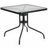 Flash Furniture 31.5'' Square Tempered Glass Metal Table (TLH-073A-2-GG)
