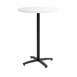 Union & Scale™ Workplace2.0™ Multipurpose 30" Round Silver Mesh Laminate Bistro Height Black Base Table (54815)