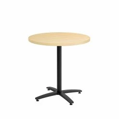 Union & Scale™ Workplace2.0™ Multipurpose 30" Round Natural Maple Laminate Seated Height Black Base Table (54809)